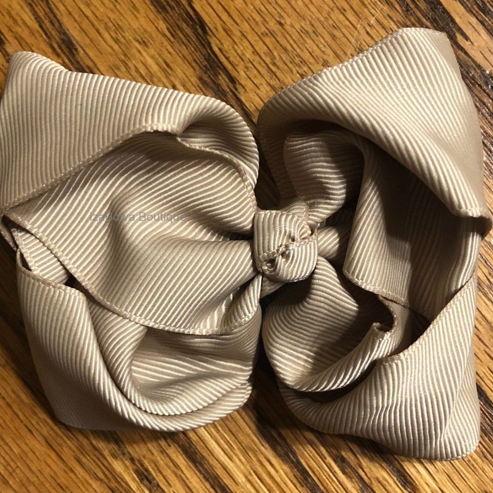 ****  Light Brown 4" Double Stacked Boutique Bow  5B1848  HANDCRAFTED